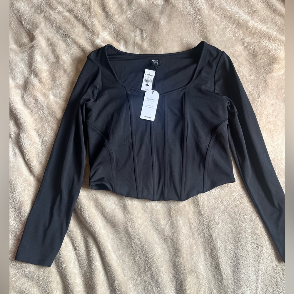 Express Long Sleeve Cropped Corset Top - Size L - NWT